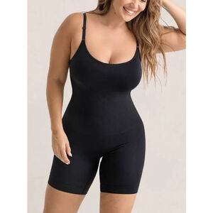 NWT Shapermint Mid-Thigh Bodysuit XL Black Seamless Tummy Control Shapewear